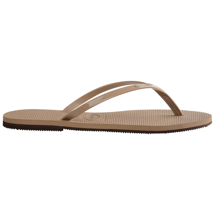 Rose Gold Havaianas You Metallic Flip Flops Side View