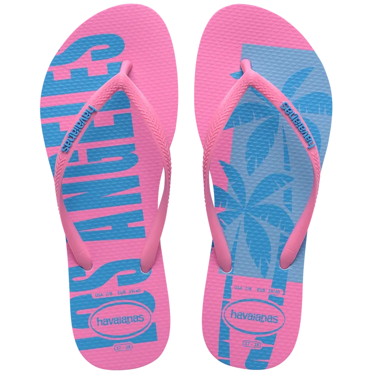 Turquoise/Pink Havaianas Slim Postcard USA Flip Flops