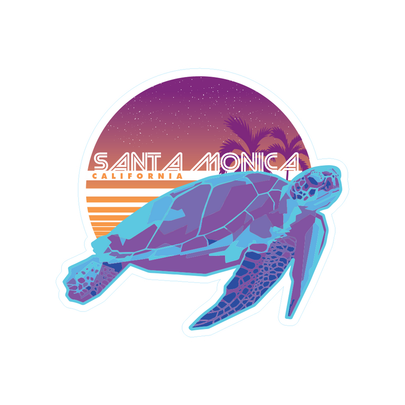 Sticker Pack Santa Monica California Retro Future - Turtle In the sky