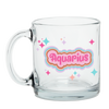 Clear Glass Mug with Text Aquarius