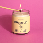 Lighted Funny Flames Candle - Namaste Bitches (Yellow, 9oz)