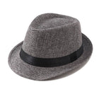 Classic Fedora Straw Sun Hat : Steel Grey - Black Band