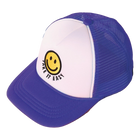 Fashion City Take It Easy Happy Face Patched Trucker Hat - Royal