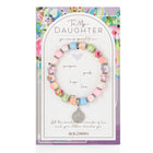 Colorful beaded bracelet on a card with 'To My Daughter' message, JILZARAH brand visible