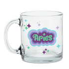 Clear Glass Mug with Text Aries