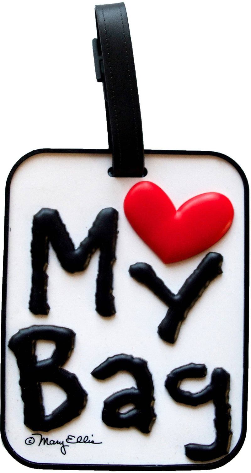 My Bag Heart White Luggage Tag Front