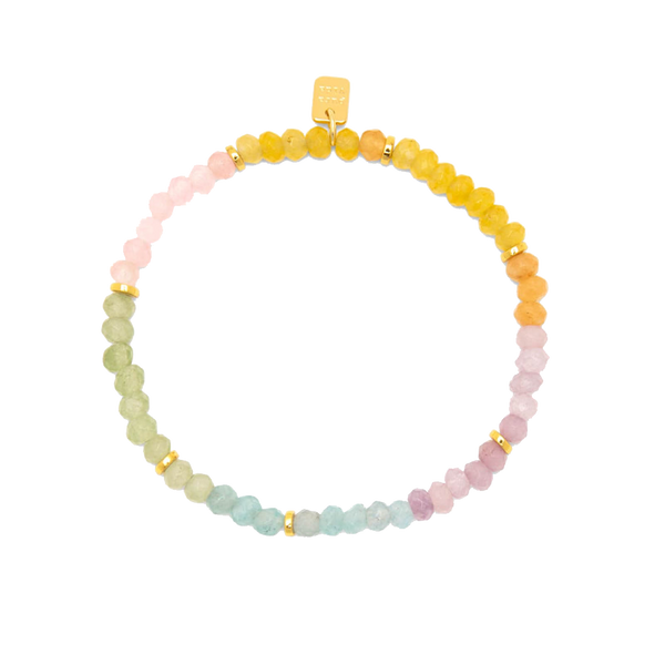 Pura Vida Ombre Rainbow Bead Stretch Bracelet - Gold