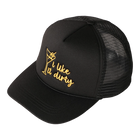 Fashion City Cocktail Texts Embroidery Mesh Back Trucker Hat - Black Side