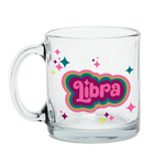 Clear Glass Mug with Text Libra