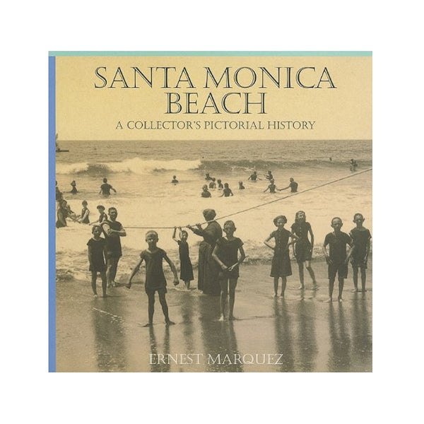 Book cover of 'Santa Monica Beach' with vintage beach scene illustration.