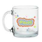 Clear Glass Mug with Text Pisces