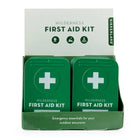 Two green first aid kits with a Kikkerland label on a white background