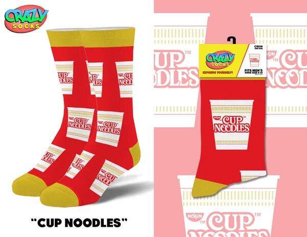 Crazy Socks Men's Crew Folded - Cup Noodles