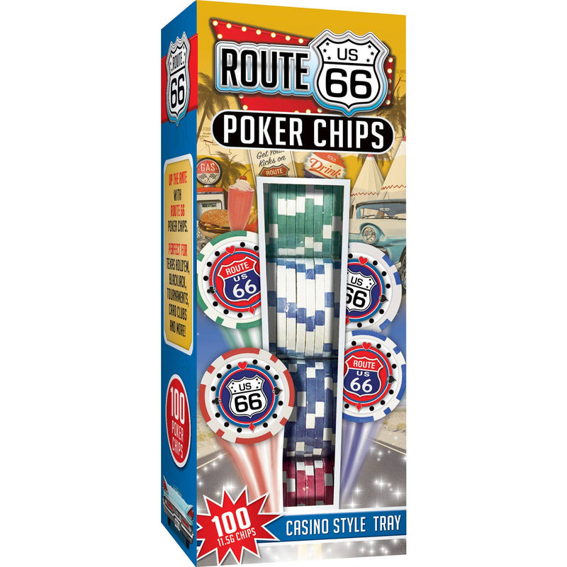 Front of Route 66 100 Piece Poker Chips Box