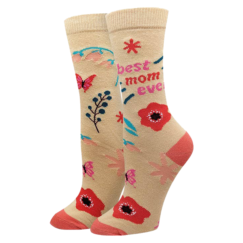 Sock Harbor Best Mom Ever Crew Style Socks - Peach