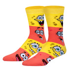 Pair of socks with SpongeBob SquarePants design on a white background