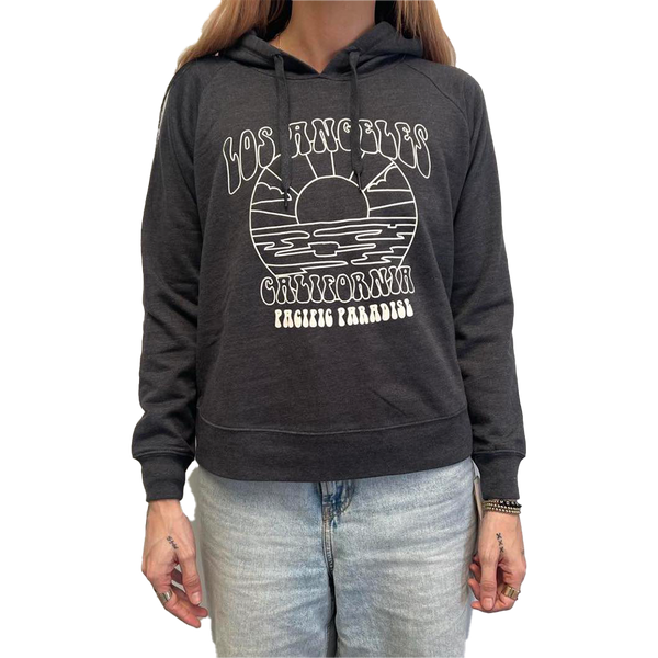 Los Angles California Pacific Paradise Hoodie - Charcoal (Front)