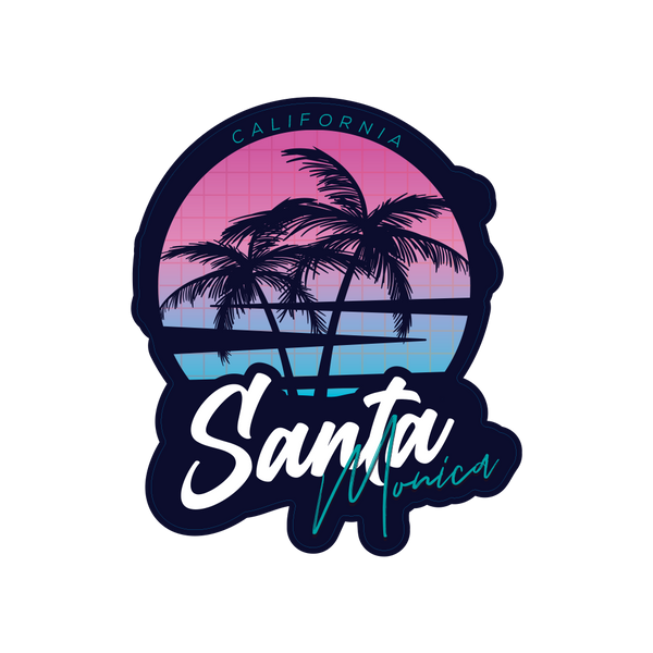 Sticker Pack Santa Monica California Retro Future Purple Palm