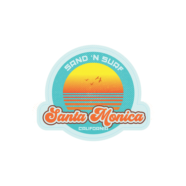 Sticker Pack Sand 'N Surf Santa Monica Sun Bird Halftones