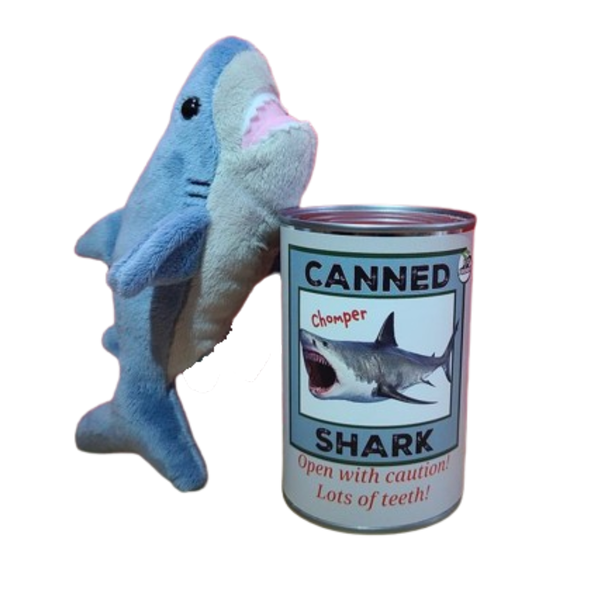 Canned Shark | Stuffed Animal Plush w/Jokes