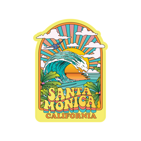 Sticker Pack Santa Monica California Pastel Sunset - Ocean Wave