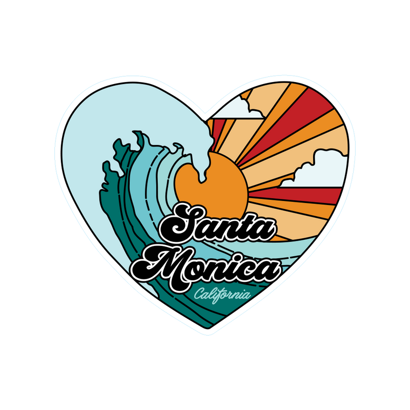 Sticker Pack Santa Monica California Heart Wave