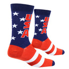 Pair of socks with USA design on a white background