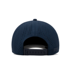 Navy blue cap with perforated design on a white background
