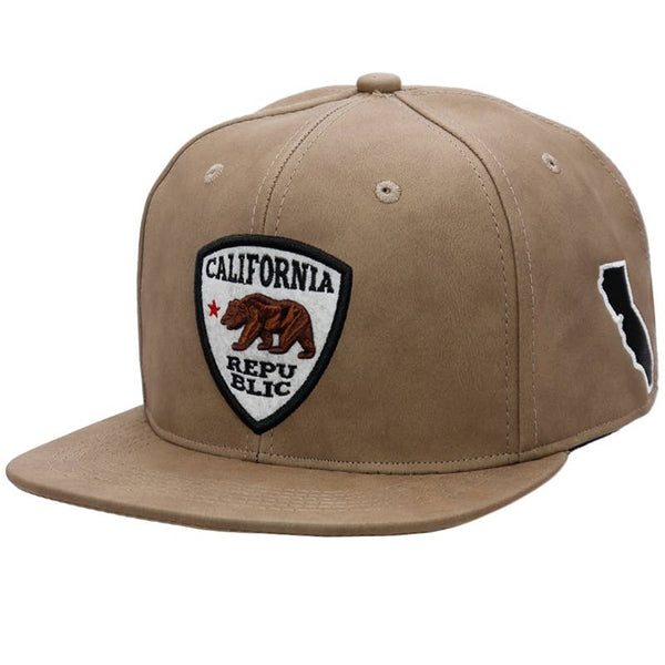 Cali Republic Shield Pigmented Nubuck Snapback - Khaki