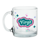 Clear Glass Mug with Text Virgo