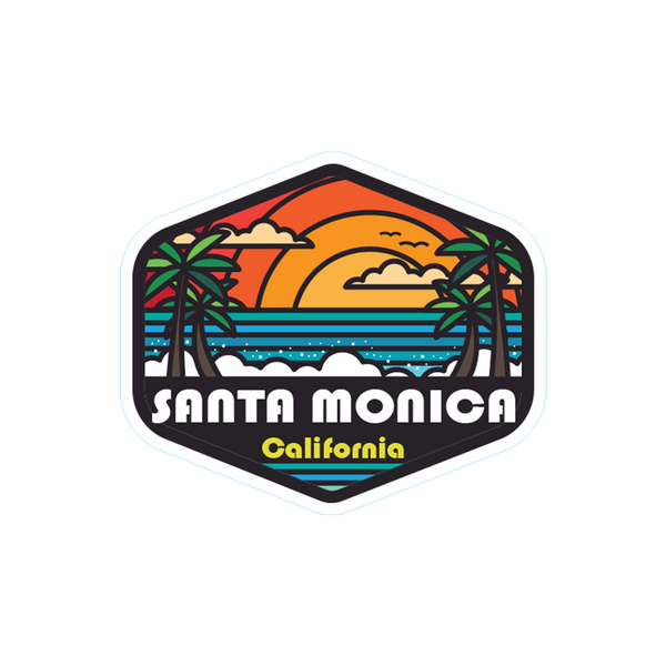 Sticker Pack Santa Monica California Rainbow Badge - Palm Beach Waves