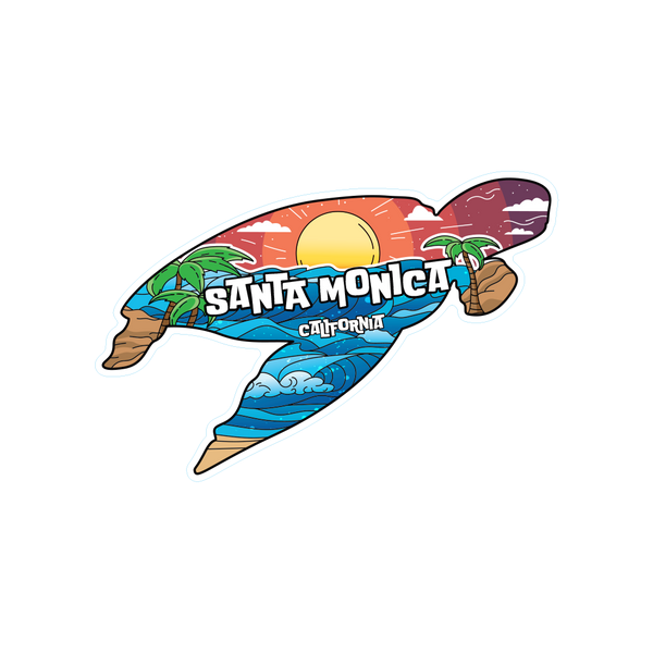 Sticker Pack Santa Monica California Wilderness Double Exposure Turtle