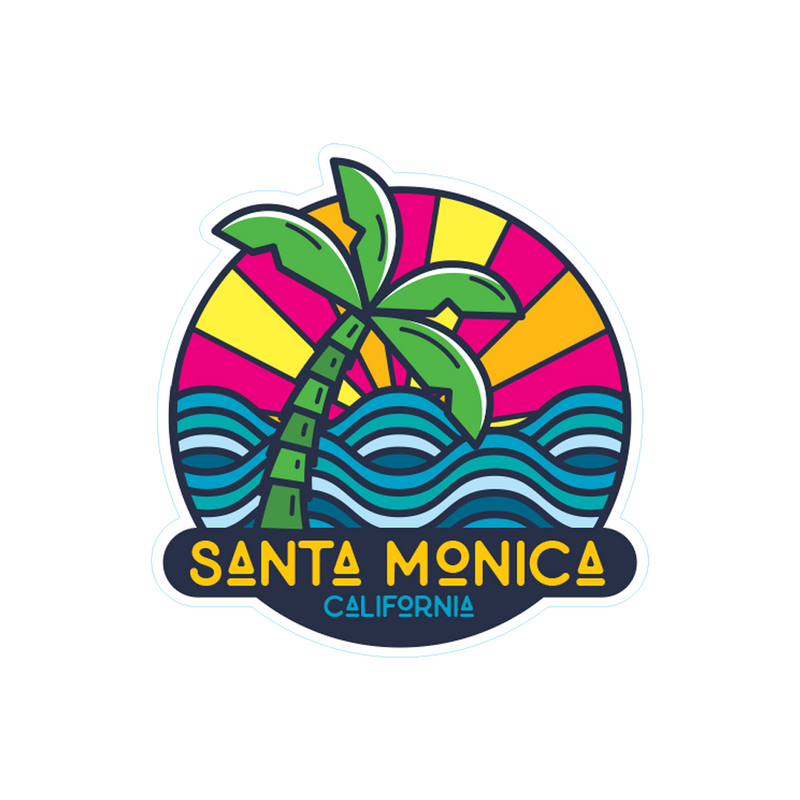 Sticker Pack Santa Monica California Clean Rounded Lines