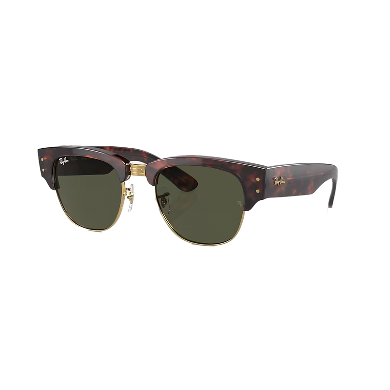 Ray-Ban Mega Clubmaster Polished Tortoise On Gold + Classic Green