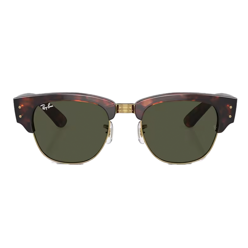 Ray-Ban Mega Clubmaster Polished Tortoise On Gold + Classic Green