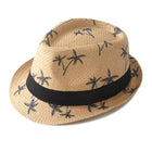 Tropical Palm Tree Straw Fedora : Coffee Brown - Palm Print