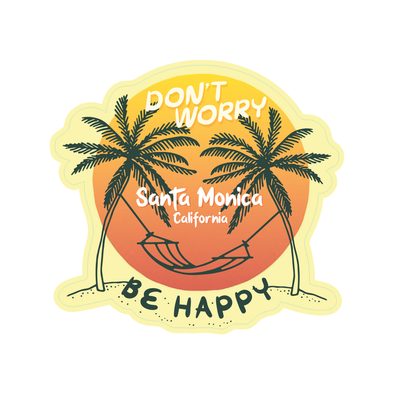 Sticker Pack Santa Monica California Don't Worry Be Happy