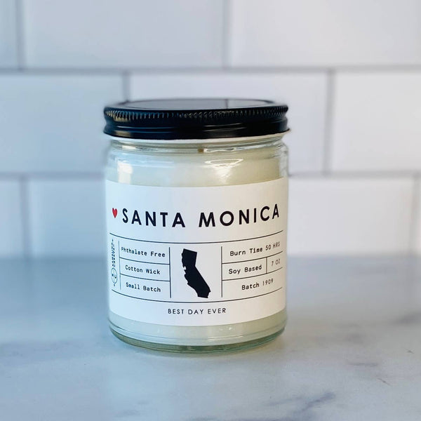 Santa Monica, CA Candle - White / Clear / Sea Salt & Orchid