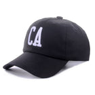CA Letter Patch Embroidered Cotton Baseball Cap BLACK Front