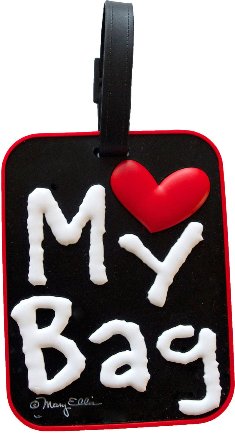 My Bag Heart Black Luggage Tag Front