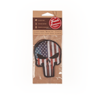 Package of a Punisher skull air freshener with American flag design on a white background