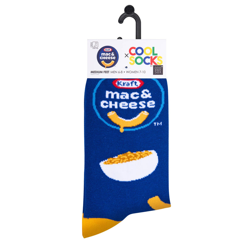 Kraft Mac & Cheese themed sock on a white background