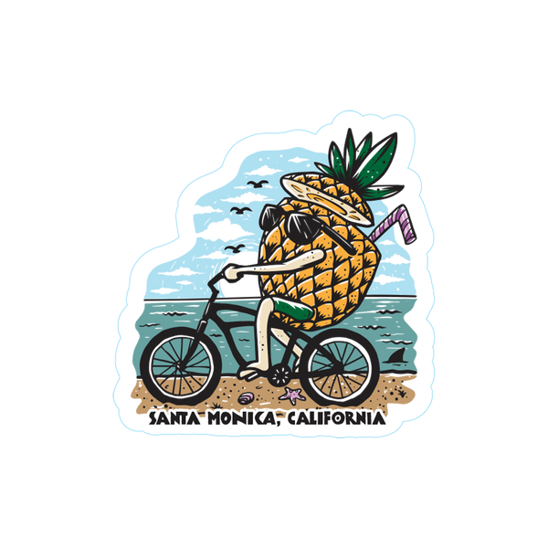 Sticker Pack Santa Monica California Palm Hand - Pineapple Biker