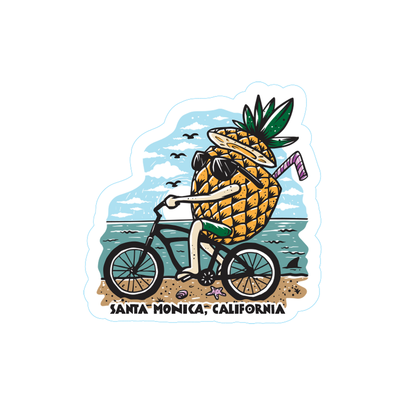 Sticker Pack Santa Monica California Palm Hand - Pineapple Biker