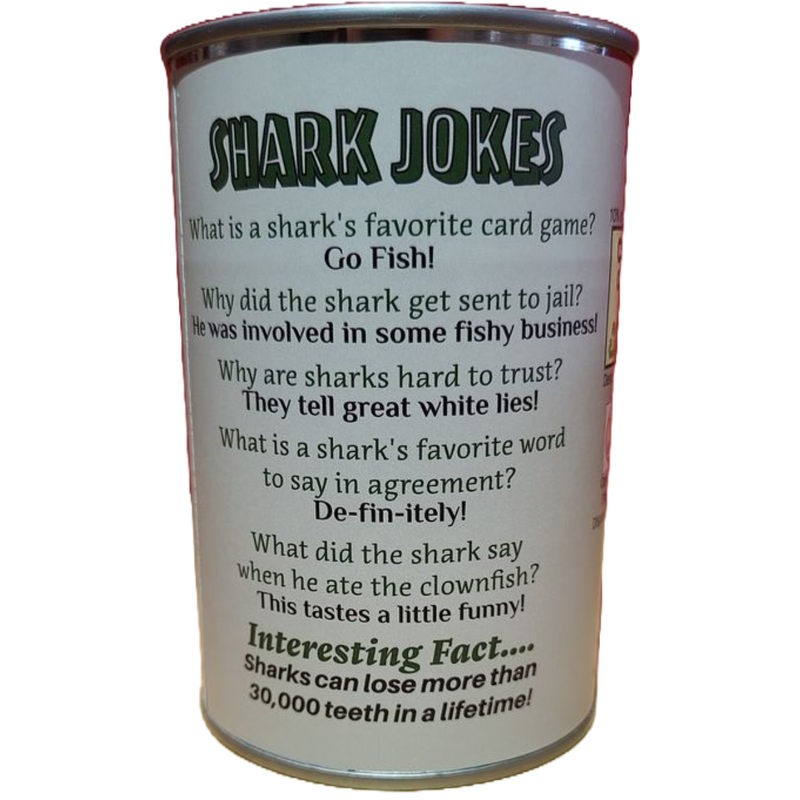 Canned Shark | Stuffed Animal Plush Shark Jokes Label