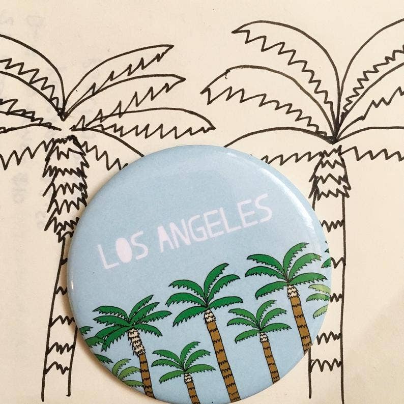 Los Angeles Palm Tree Trees California Magnet Souvenir with palm trees drawing