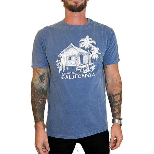 Santa Monica California Hut for Days Ringspun Tee