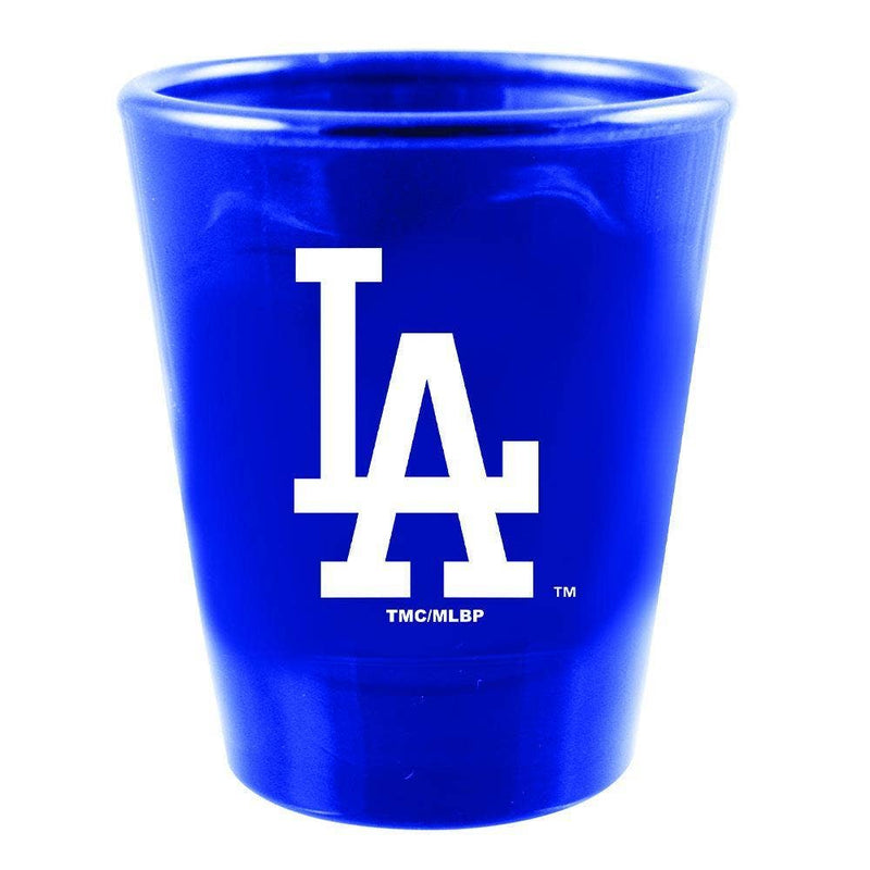 Blue Los Angeles Dodgers Swirl Color Collector Glass with White background