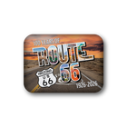 Route 66 commemorative tin with desert scene and text celebrating 100 years of Route 66.