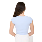 USA Bow Graphic Light Blue Short Sleeve Knit Crop Top (Back view)